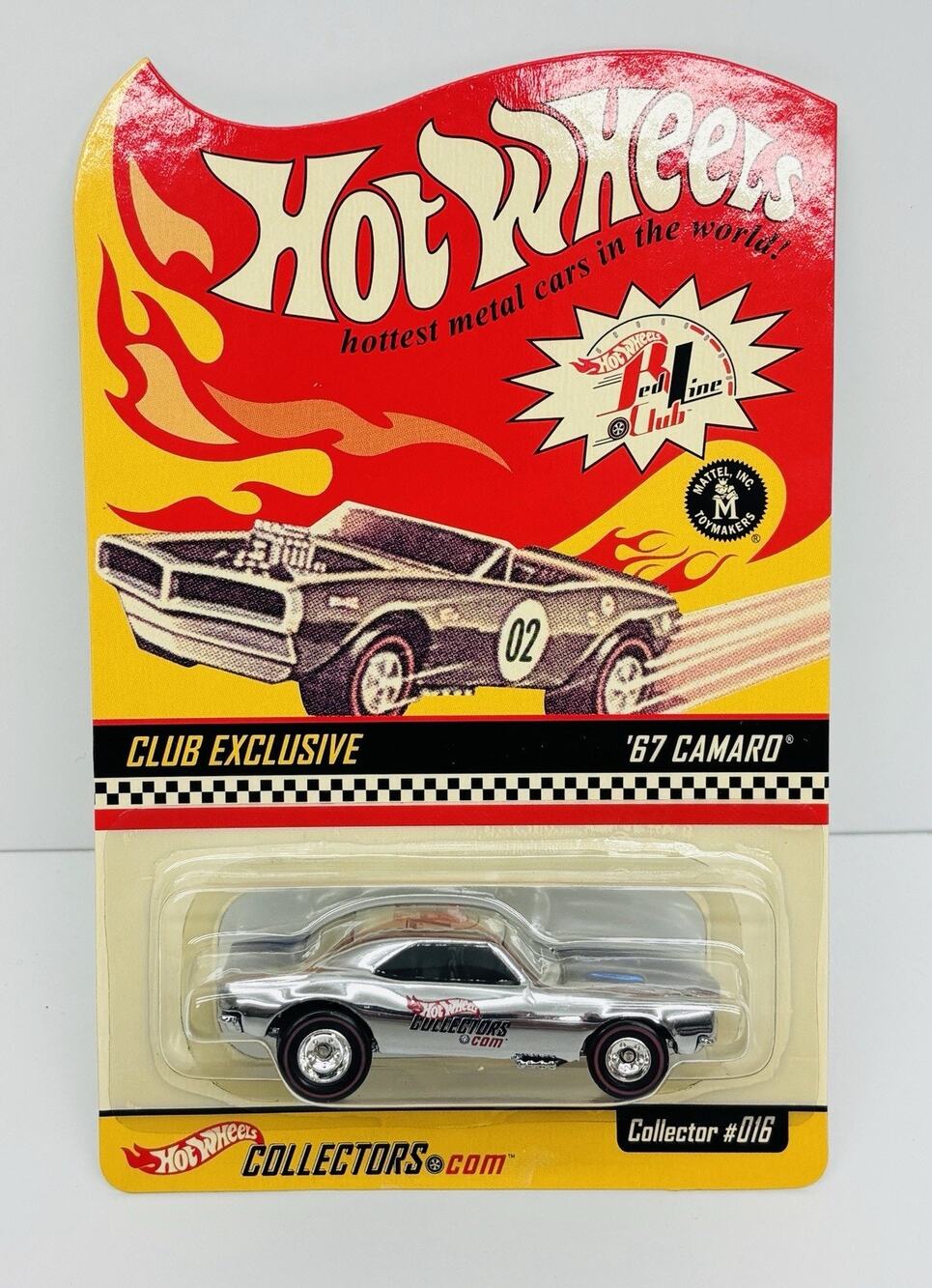 Hot Wheels 2002 RLC '67 Camaro Chrome Blue Stripes w/ Protector Case